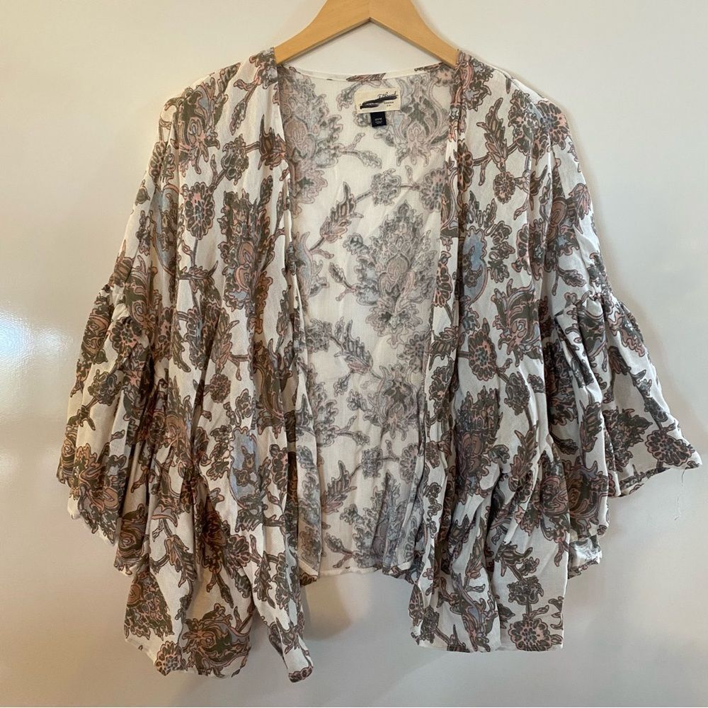 Universal thread one size boHo floral linen/cotton light weight cardigan